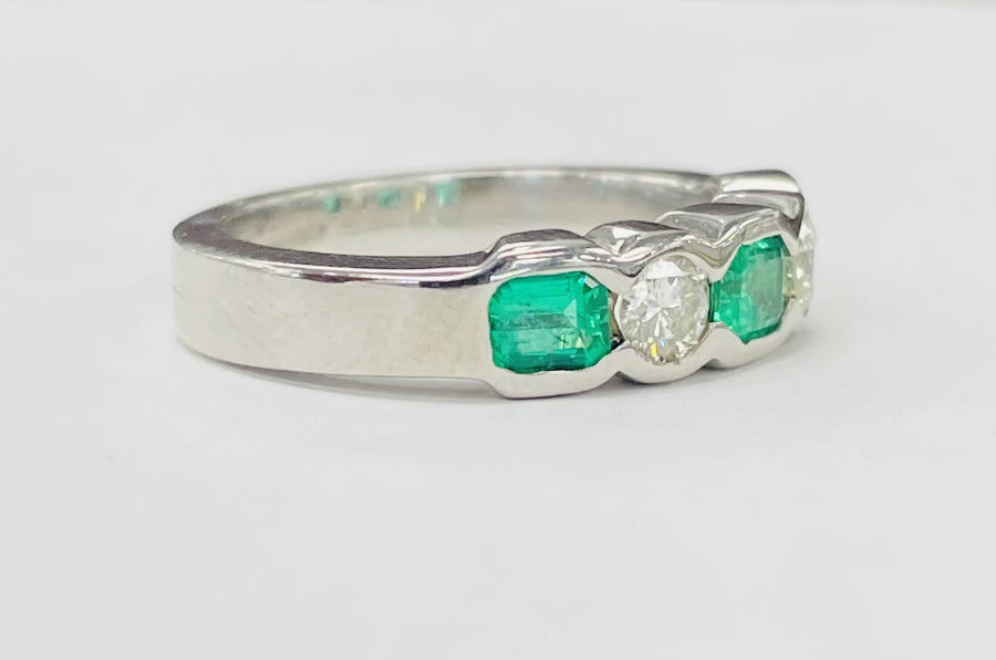 Heavy Emerald And Diamond Band