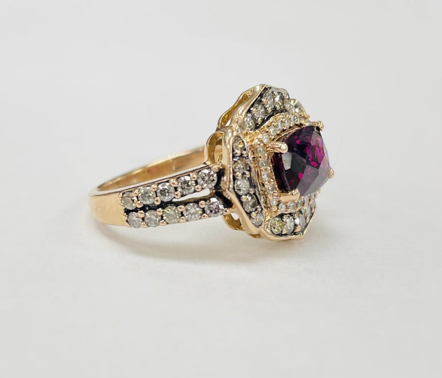 LeVian Rhodolite Garnet Rose Gold Diamond Statement Ring