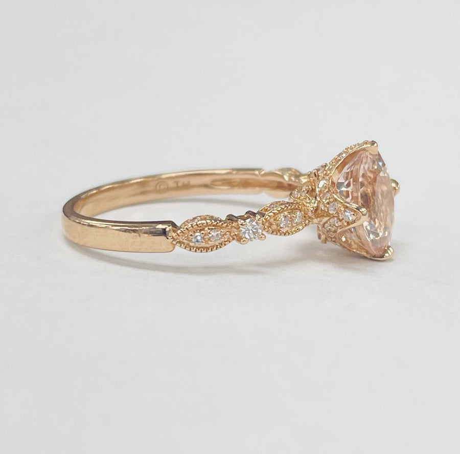 Rose Gold Majestic Morganite And Diamond Ring