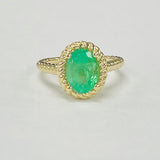 Yellow Gold Oval Emerald Rope Ring