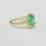 Yellow Gold Oval Emerald Rope Ring