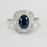 Spectacular Estate Deep Blue Sappire And Diamond Balerina Ring