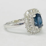 Spectacular Estate Deep Blue Sappire And Diamond Balerina Ring