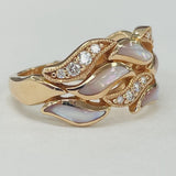 Flowing Mother Of Pearl And Diamond Fashion Ring