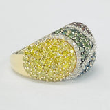 Vibrant Multi-Colored Diamond Fashion Estate Ring
