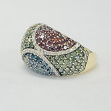 Vibrant Multi-Colored Diamond Fashion Estate Ring