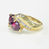 Intertwined Hearts Garnet And Diamond Ring