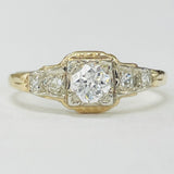 Dainty Yellow Gold Vintage European Cut Diamond Ring