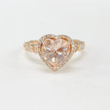 Fancy Rose Gold Morganite Heart Halo Ring