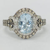 LeVian Double Halo Auqumarine And Diamond Ring