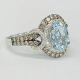 LeVian Double Halo Auqumarine And Diamond Ring