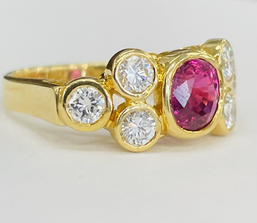 18KT Ruby And Diamond Vintage Statement Ring