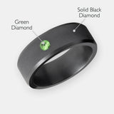 ELYSIUM ARES - SOLID BLACK DIAMOND RING - GREEN DIAMOND