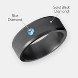 ELYSIUM ARES - SOLID BLACK DIAMOND RING - BLUE DIAMOND