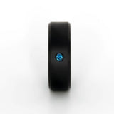 ELYSIUM ARES - SOLID BLACK DIAMOND RING - BLUE DIAMOND