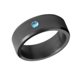 ELYSIUM ARES - SOLID BLACK DIAMOND RING - BLUE DIAMOND