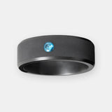 ELYSIUM ARES - SOLID BLACK DIAMOND RING - BLUE DIAMOND