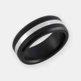ELYSIUM ARES - SOLID BLACK DIAMOND RING - SILVER INLAY