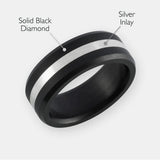 ELYSIUM ARES - SOLID BLACK DIAMOND RING - SILVER INLAY