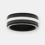 ELYSIUM ARES - SOLID BLACK DIAMOND RING - SILVER INLAY