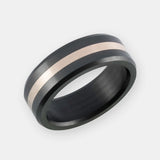 ELYSIUM ARES - SOLID BLACK DIAMOND RING - 18KT ROSE GOLD INLAY