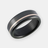 ELYSIUM ARES - SOLID BLACK DIAMOND RING - OFFSET INLAY ROSE GOLD