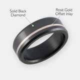 ELYSIUM ARES - SOLID BLACK DIAMOND RING - OFFSET INLAY ROSE GOLD