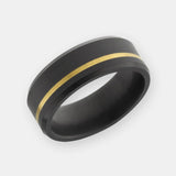 ELYSIUM ARES - SOLID BLACK DIAMOND RING - OFFSET INLAY YELLOW GOLD