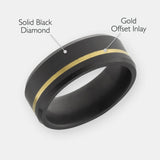 ELYSIUM ARES - SOLID BLACK DIAMOND RING - OFFSET INLAY YELLOW GOLD