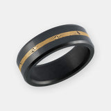 ELYSIUM ARES - SOLID BLACK DIAMOND RING - 14K GOLD MOKUME INLAY
