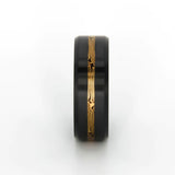 ELYSIUM ARES - SOLID BLACK DIAMOND RING - 14K GOLD MOKUME INLAY