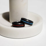 ELYSIUM ARES - SOLID BLACK DIAMOND RING - BLUE OPAL INLAY
