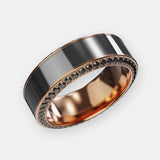 HELIOS MATTE BEVELED - ROSE GOLD BAND - ELYSIUM INLAY - BLACK DIAMOND INSETS