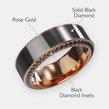 HELIOS MATTE BEVELED - ROSE GOLD BAND - ELYSIUM INLAY - BLACK DIAMOND INSETS