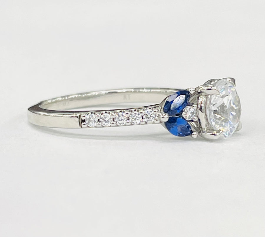 Romance - Elegant Floral Sapphire And Diamond Setting