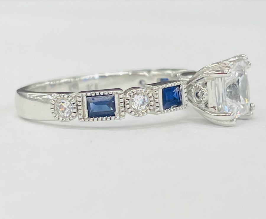 Romance - Vintage Inspired Diamond And Sapphire Setting