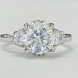 Romance - Modern Three Stone Hidden Halo Setting