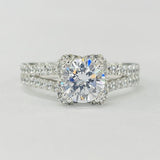 Romance - Split Shank Floral Halo Diamond Setting