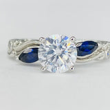 Sapphire and Diamond Semi-Mount Ring
