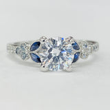 Romance - Vintage Inspired Sapphire And Diamond Floral Setting