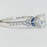 Romance - Vintage Inspired Sapphire And Diamond Floral Setting