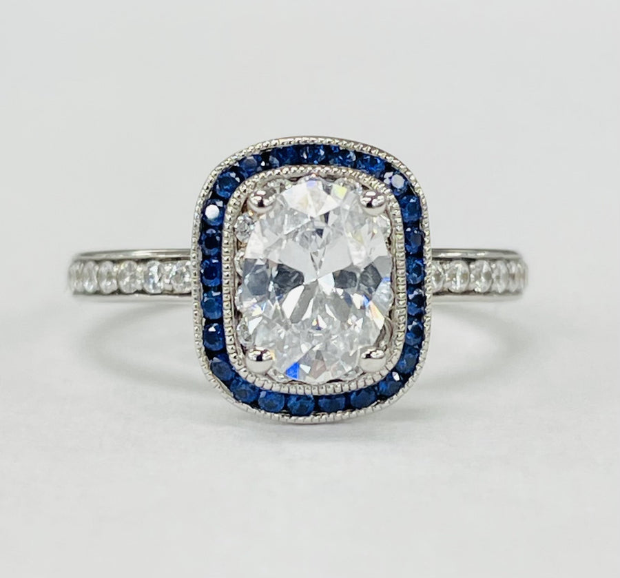 Romance Halo Semi Mount Diamond and Gemstone Ring