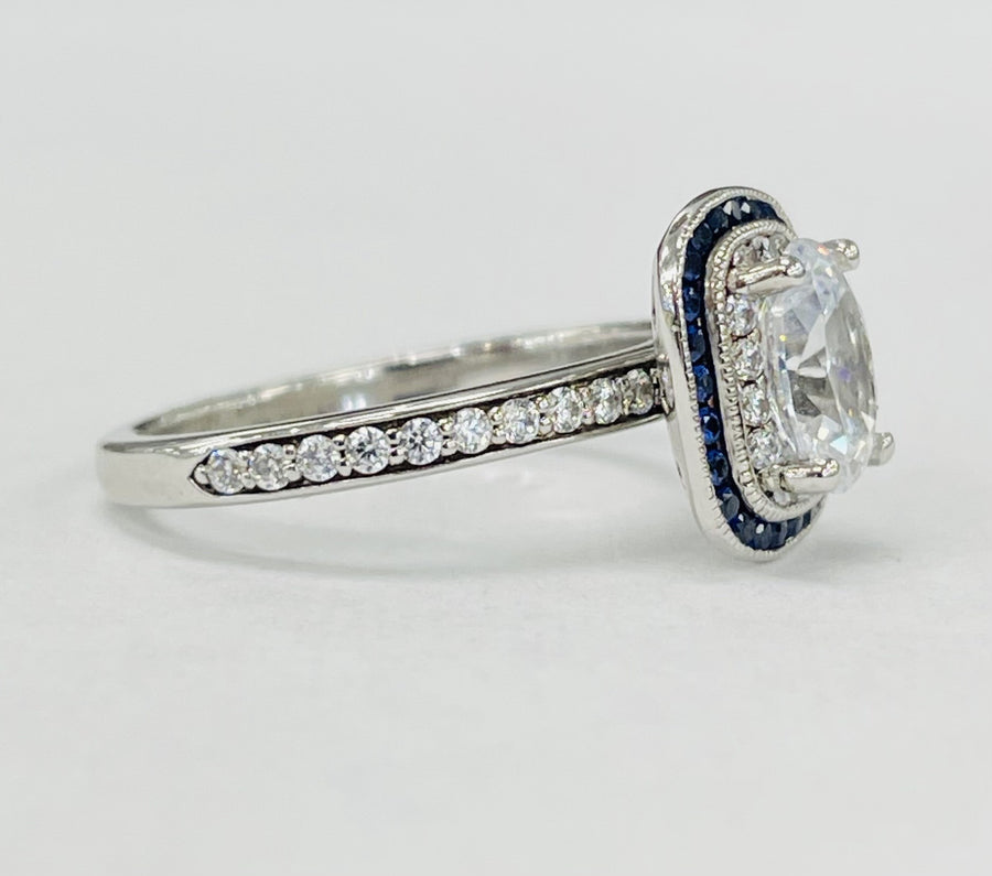 Romance Halo Semi Mount Diamond and Gemstone Ring