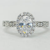 Romance - Oval Halo Diamond And Scalloped Accent Setting