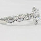 Romance - Oval Halo Diamond And Scalloped Accent Setting