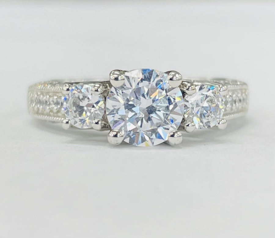 Romance - Three Stone Pave Diamond Setting