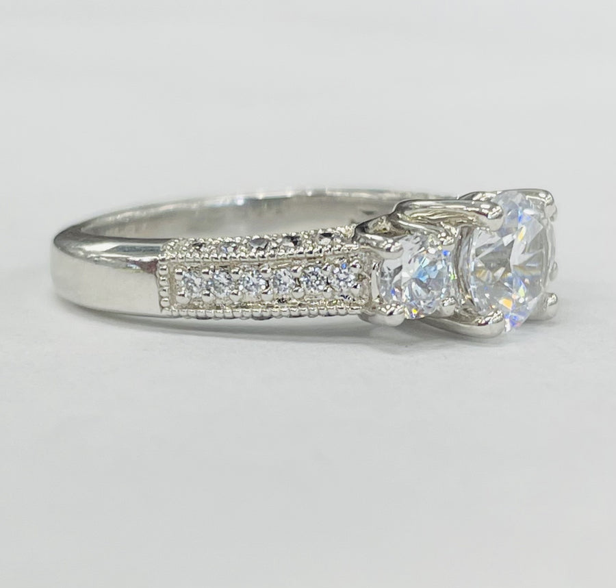 Romance - Three Stone Pave Diamond Setting