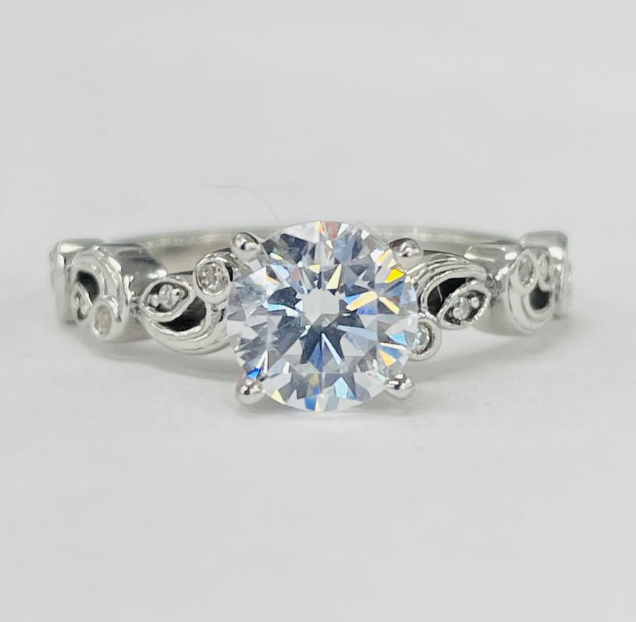 Romance - Elegant Swirl Floral Diamond Setting