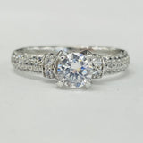 Romance 118807-075S Round Halo Semi-Mount Diamond Engagement Ring in 14K White Gold