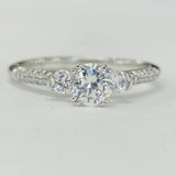 Romance #118168-040S 3-Stone Semi-Mount Diamond Engagement Ring in 14K White Gold (1/3 CTW)